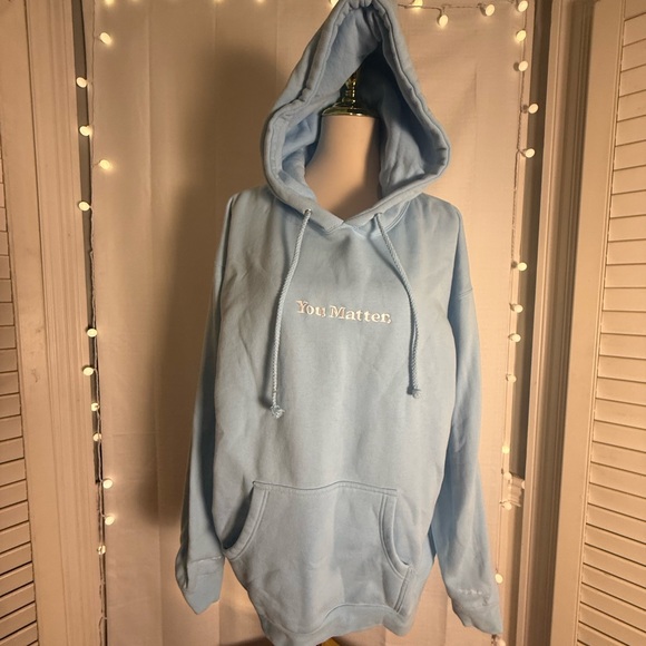 You Matter Unisex Hoodie XL Blue Motivational Graphic “But I Know I’m Strong” - Picture 1 of 10